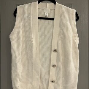 H&M Cream Button-Up Cardigan Vest